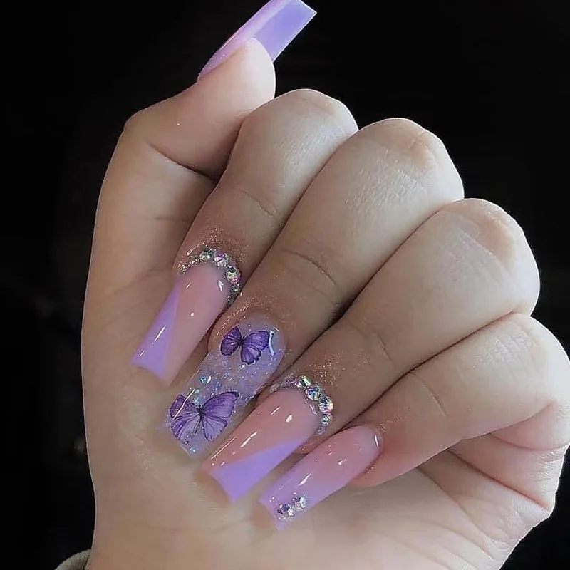 unhas decoradas roxo
