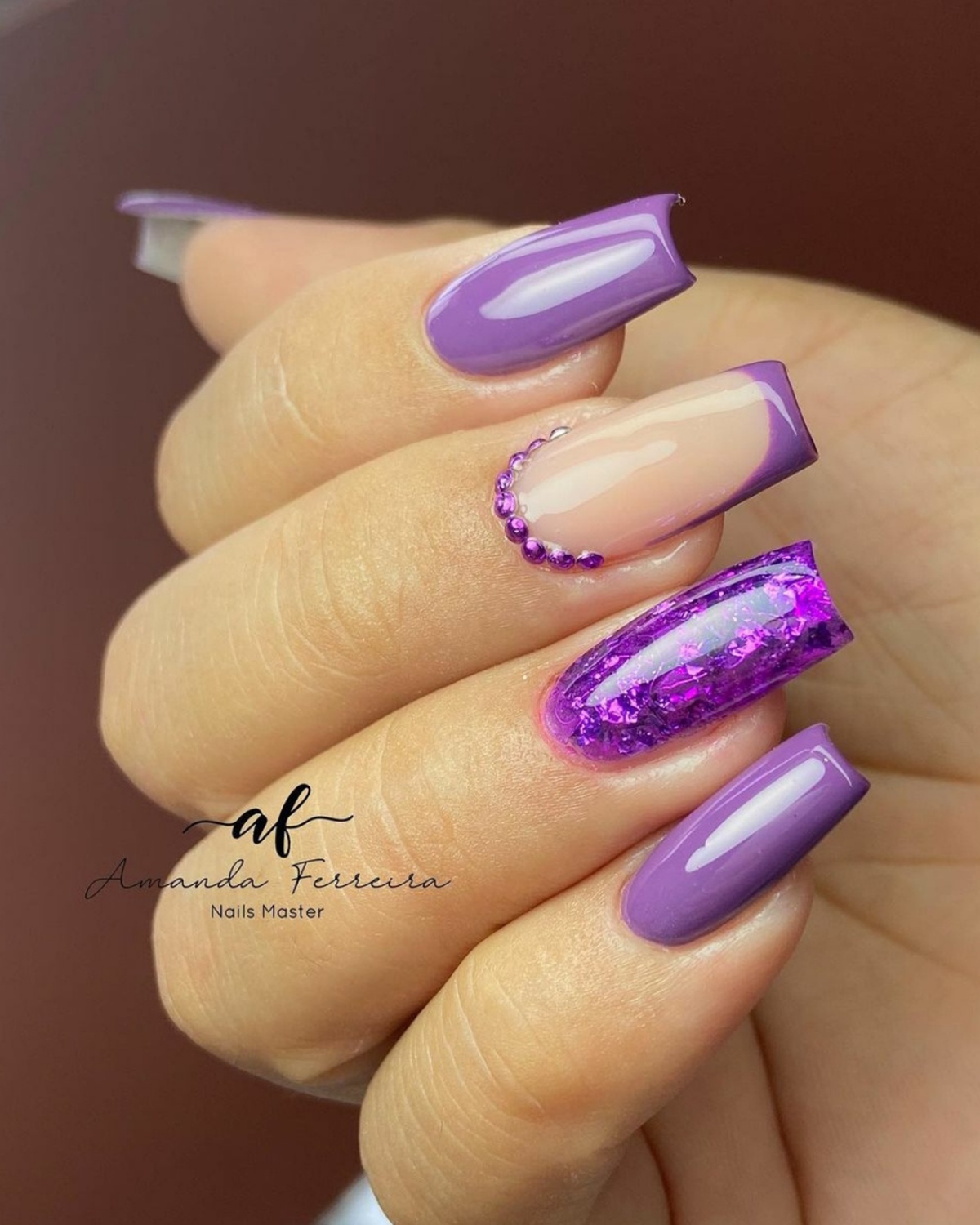 unhas decoradas roxo