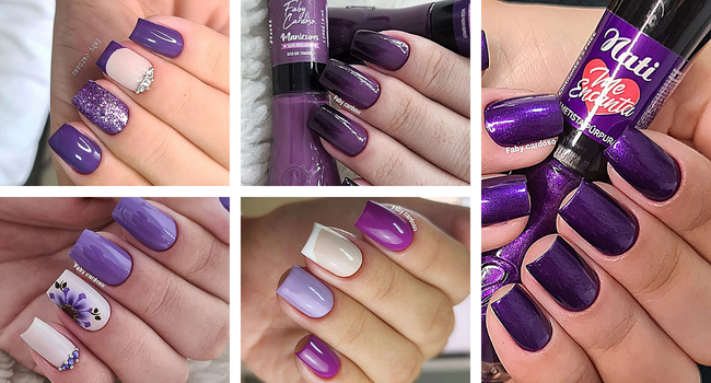 unhas decoradas roxo