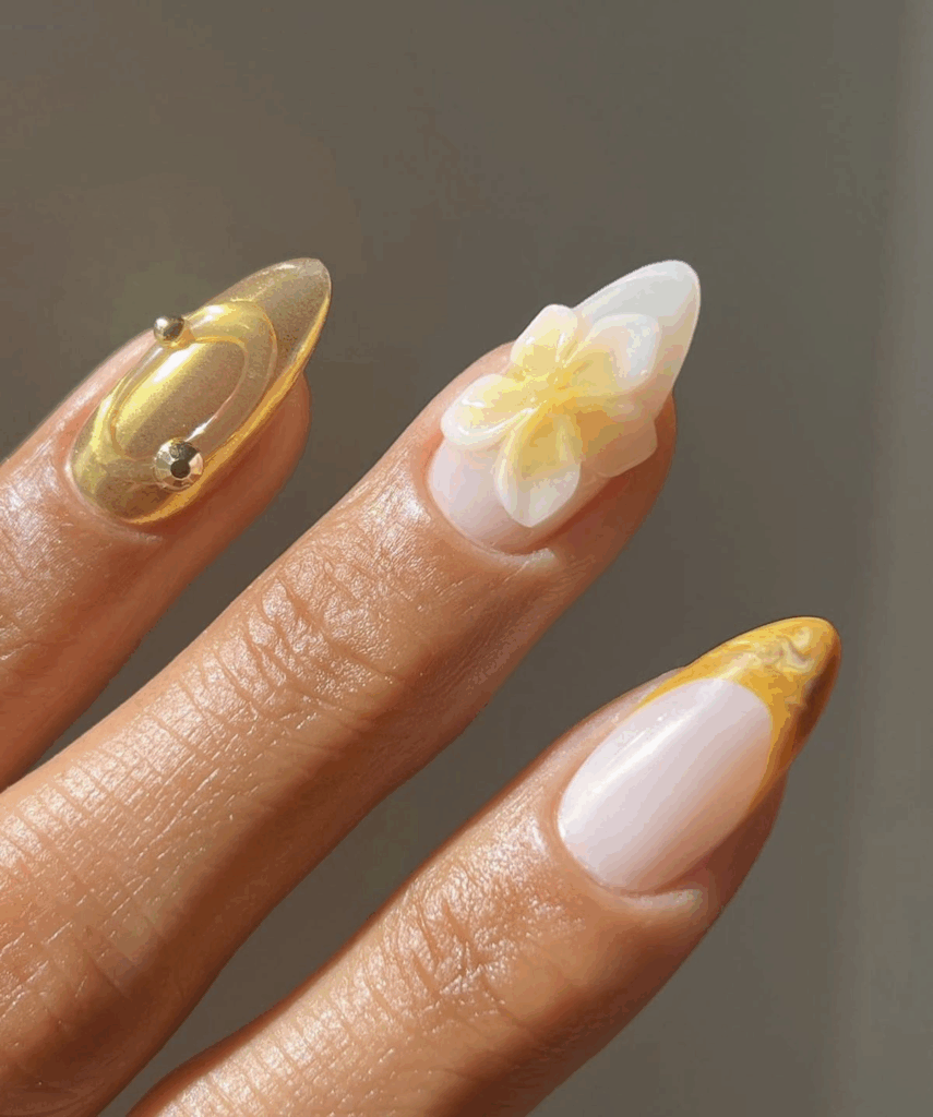 unhas com pérolas tendência