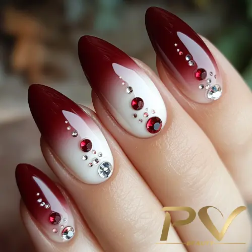 unhas em gel vinho fosco