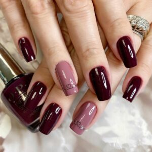 unhas em gel vinho para casamento