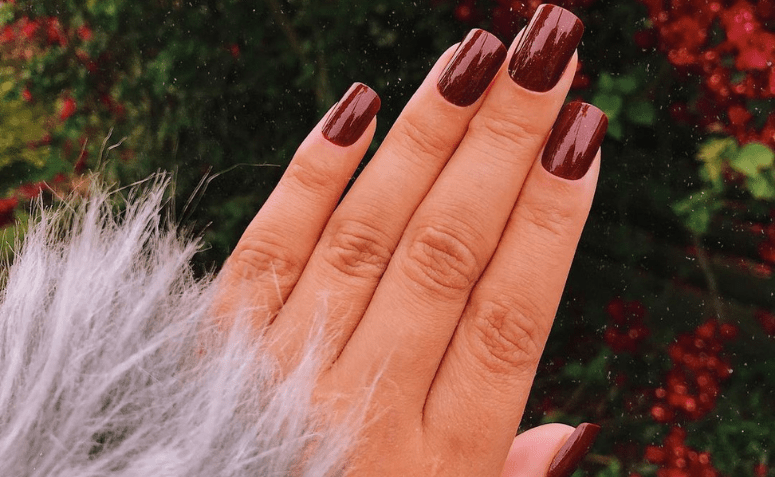 unhas em gel vinho com francesinha