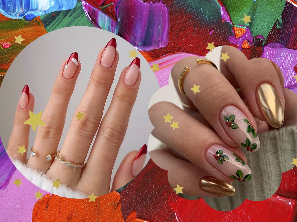 unhas em gel decoradas para o natal