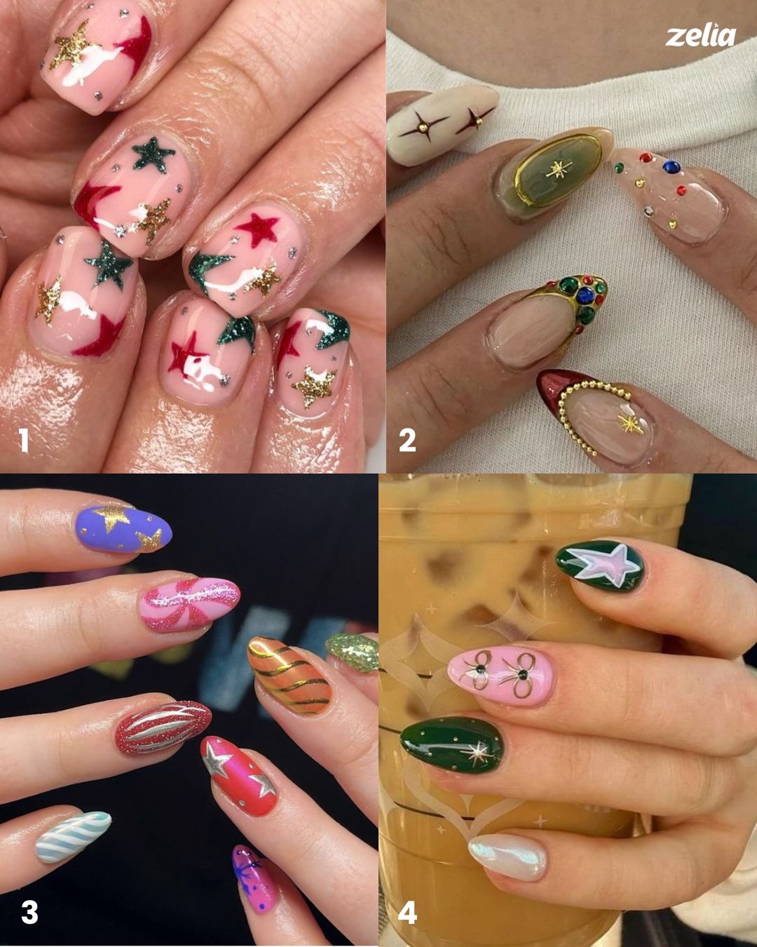 unhas em gel decoradas para o natal