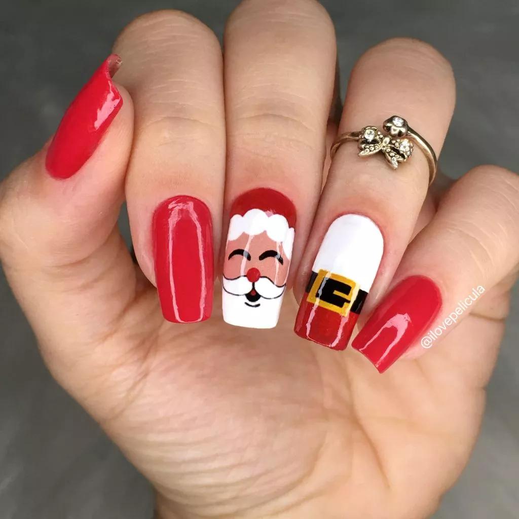 ideias de unhas em gel decoradas para o natal