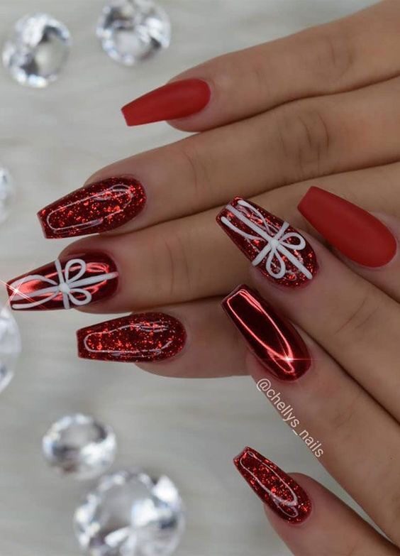 ideias de unhas em gel decoradas para o natal