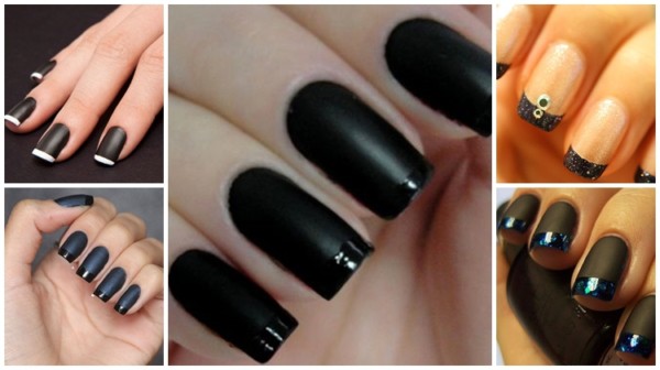 francesinha preta em unhas longas