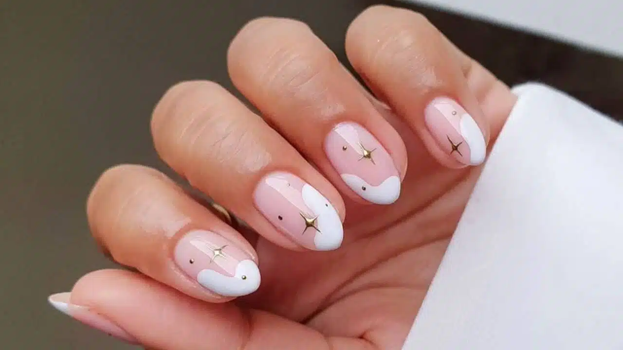 Unhas curtas azuis Ano Novo