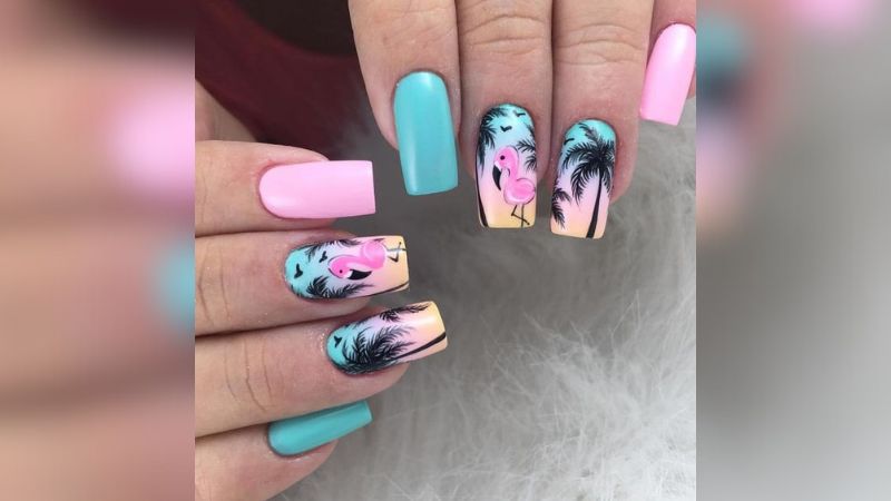 unhas decoradas praia
