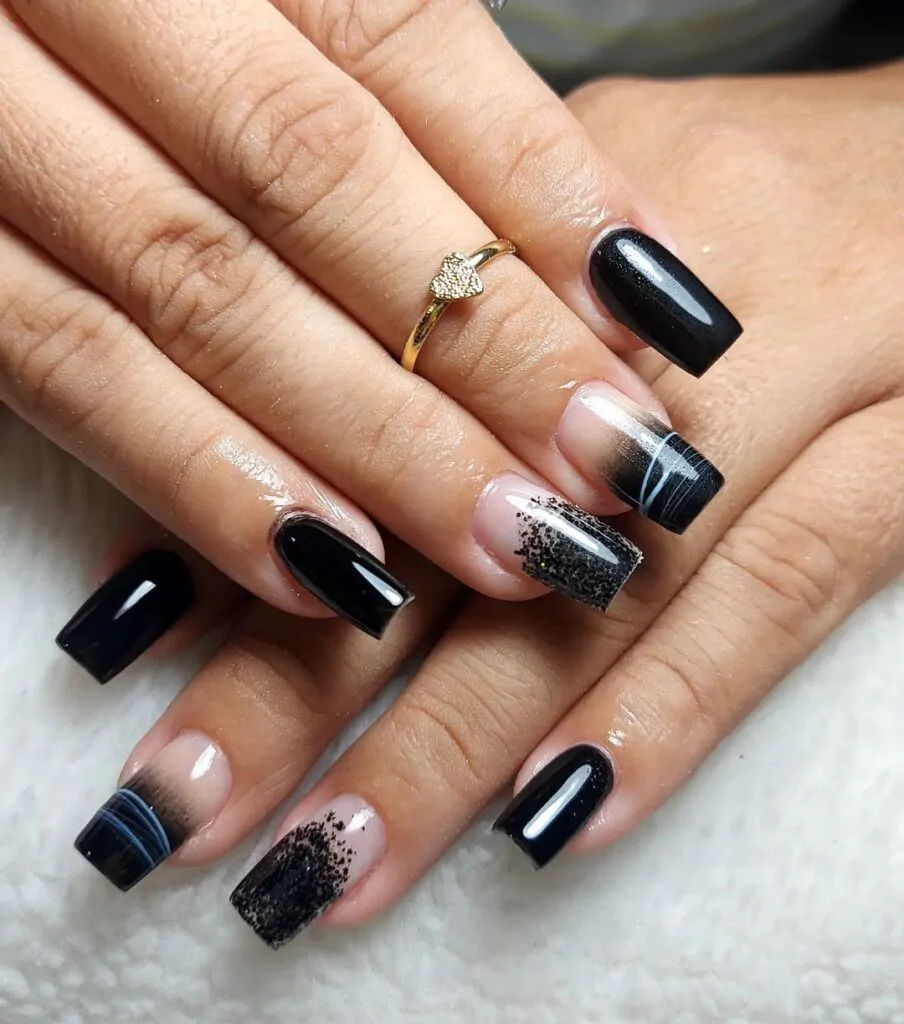 unhas pretas decoradas simples