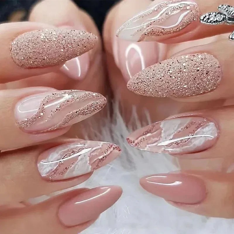 unhas redondas decoradas festa