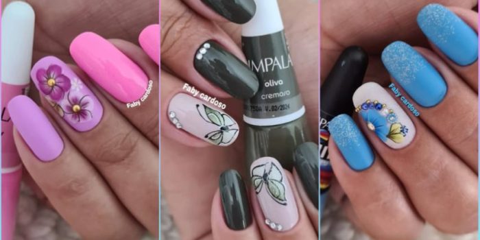 unhas redondas decoradas inspiração