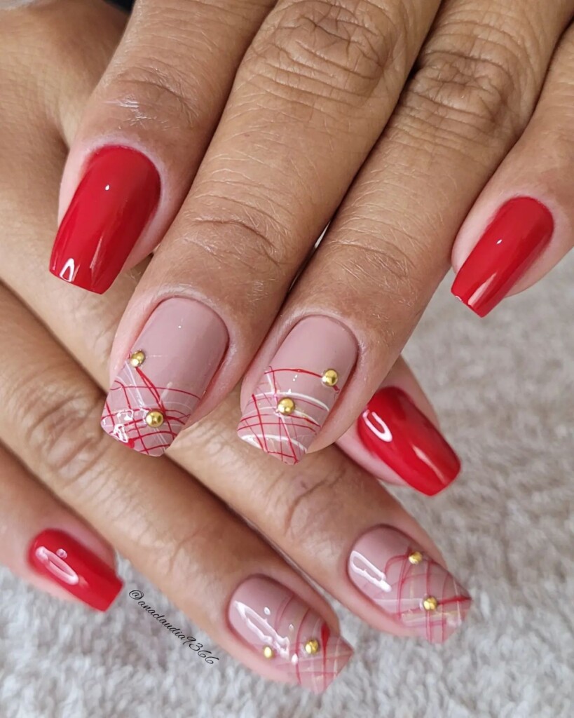ideias unhas vermelhas decoradas para festas