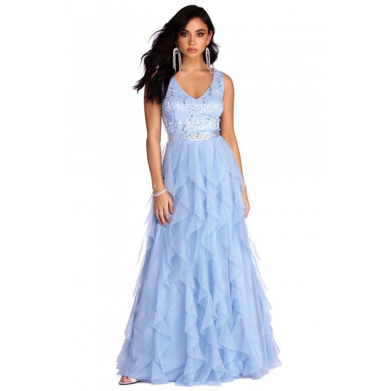 vestido azul glacial
