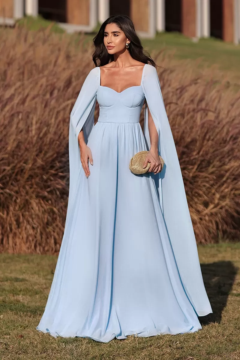 vestido de formatura princesa azul claro