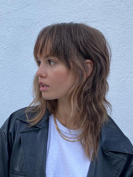wolf cut cabelo ondulado curto