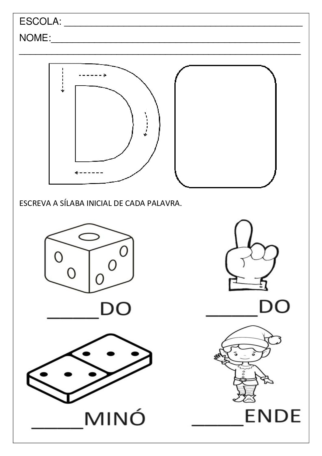 traçado da letra D para imprimir