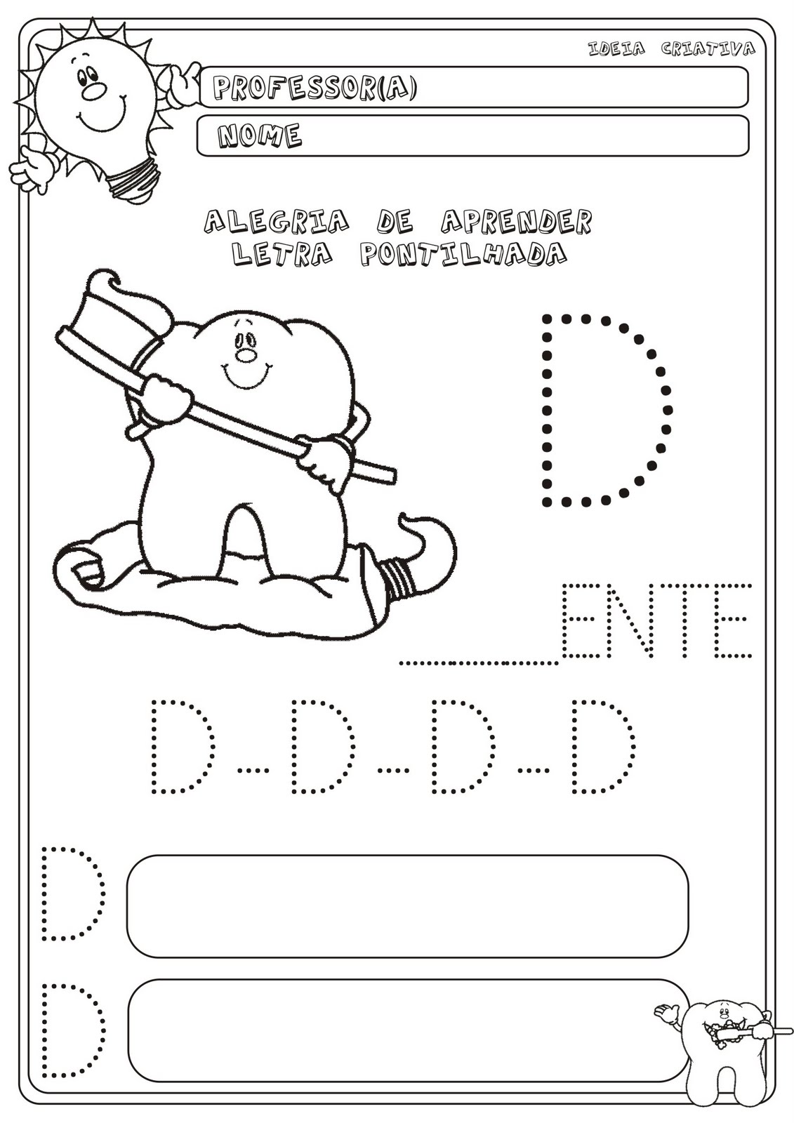 letra D para educação infantil 3 anos