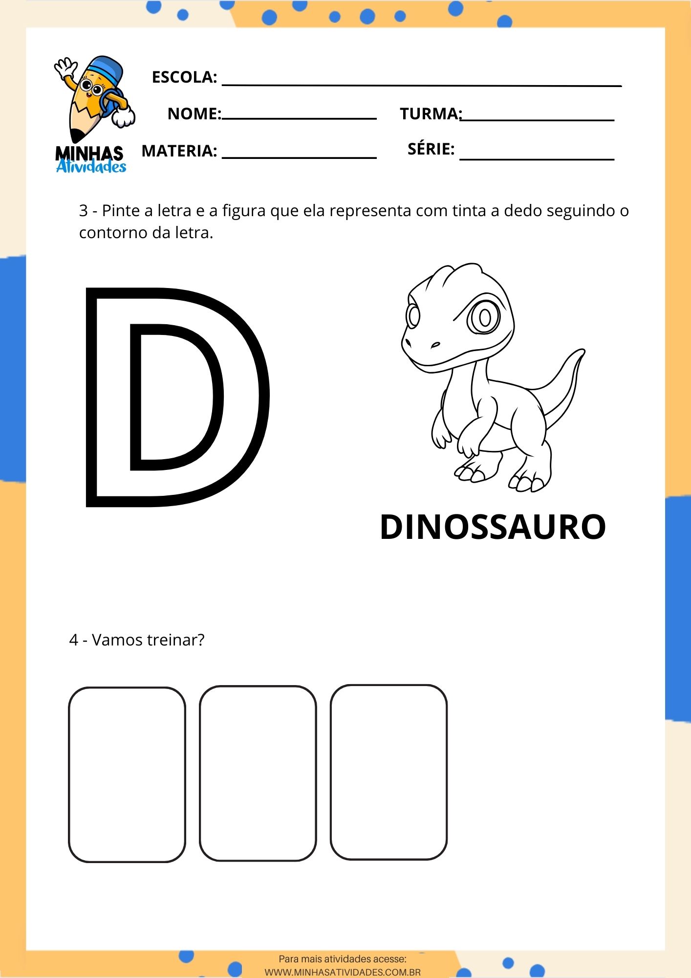 letra D para educação infantil 4 anos