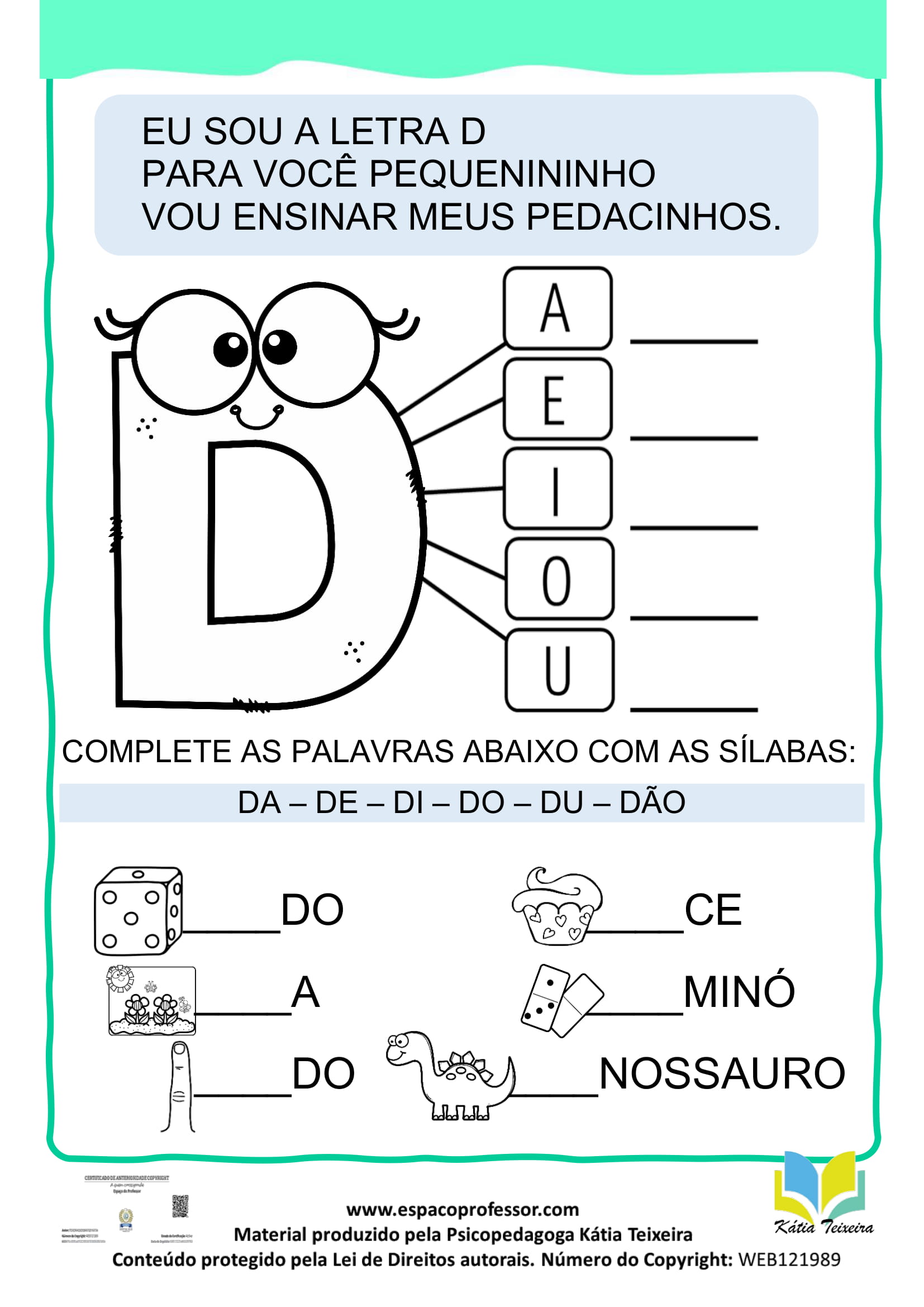 dinossauro letra D atividades
