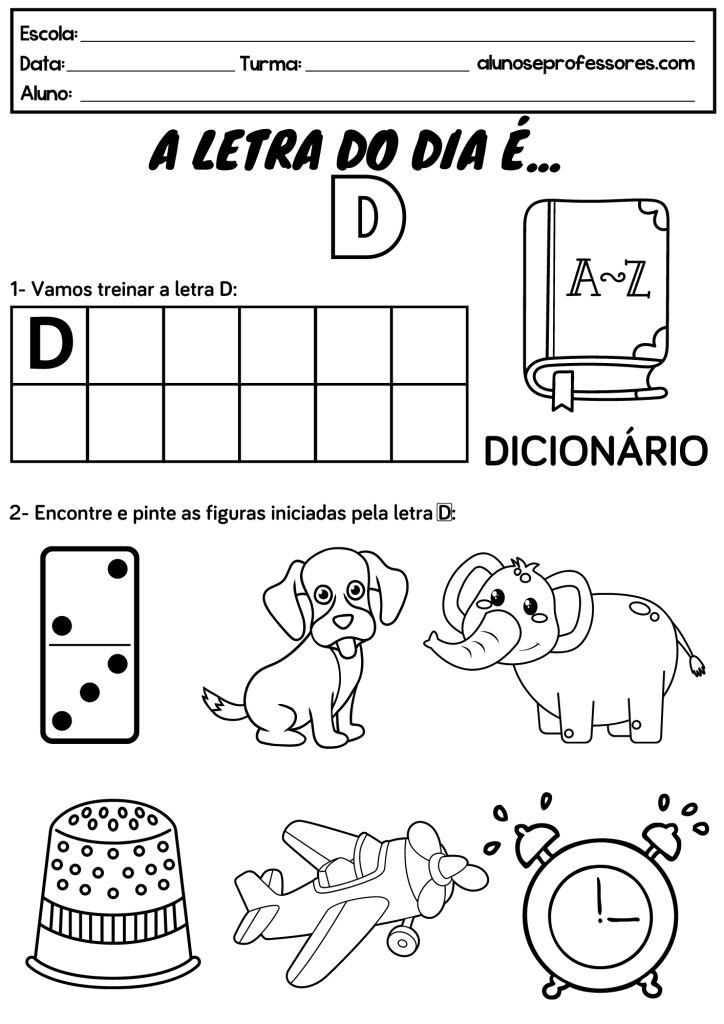 letra D para educação infantil 5 anos