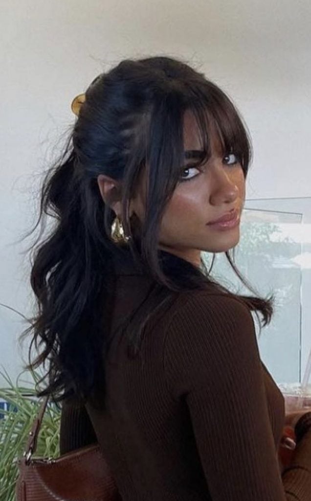 franja reta cabelo longo