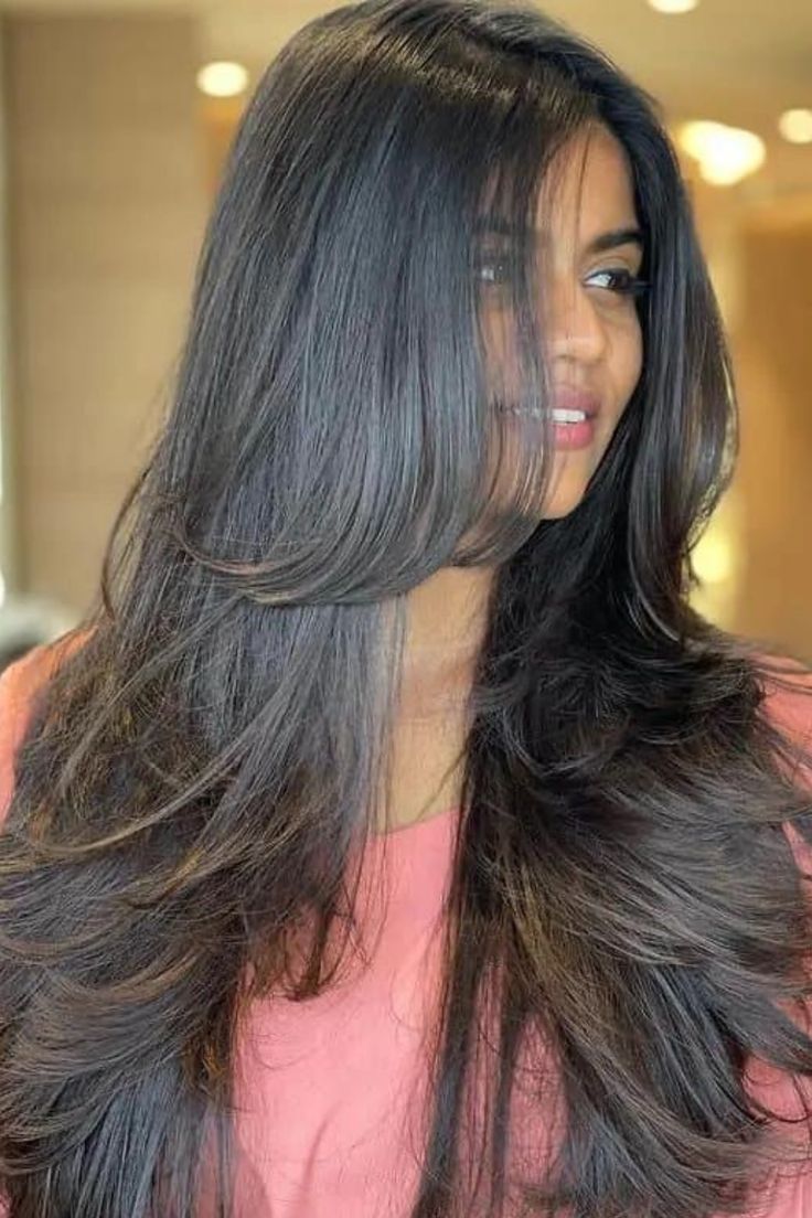 tendências de franja cabelo longo