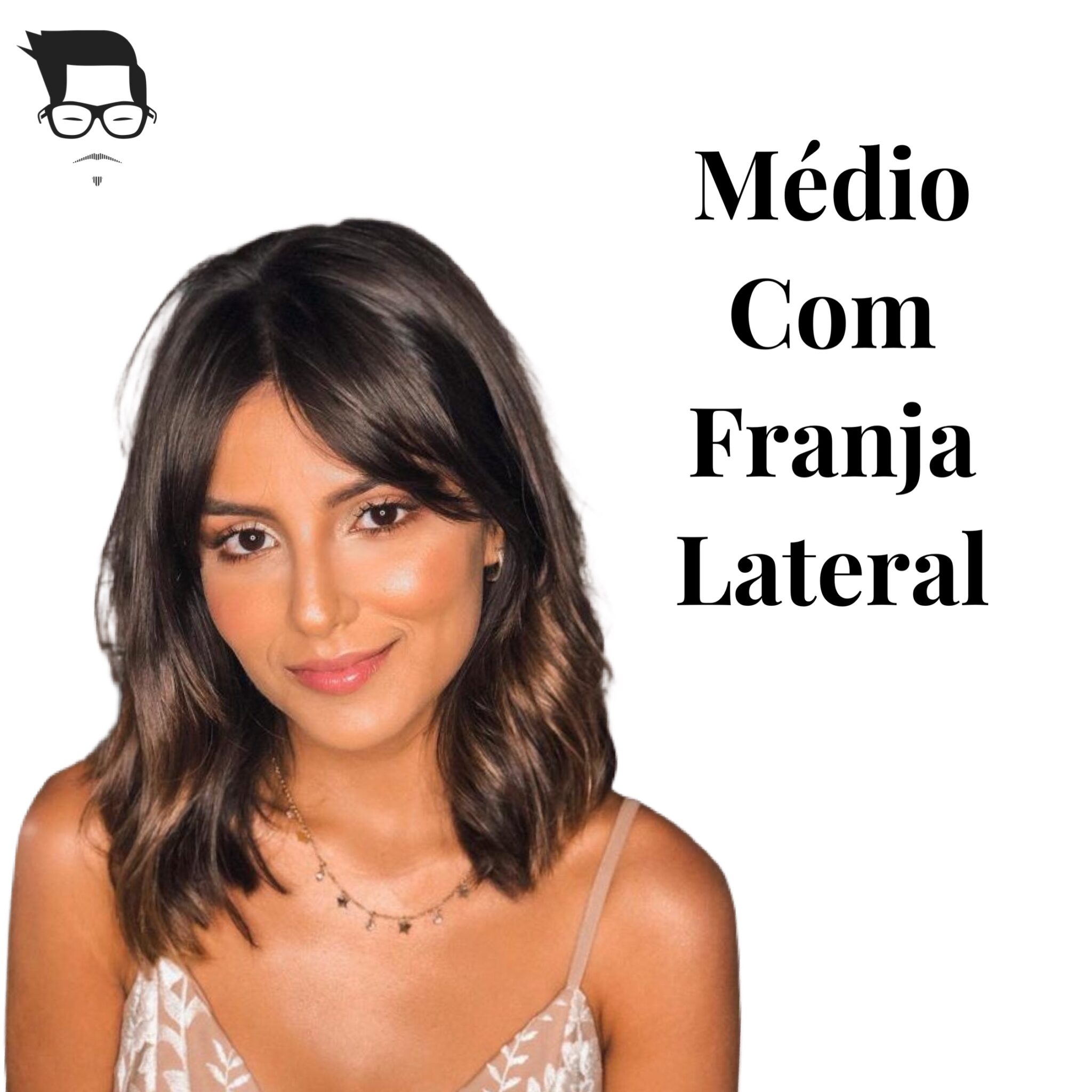 cabelo médio com franja para rosto quadrado