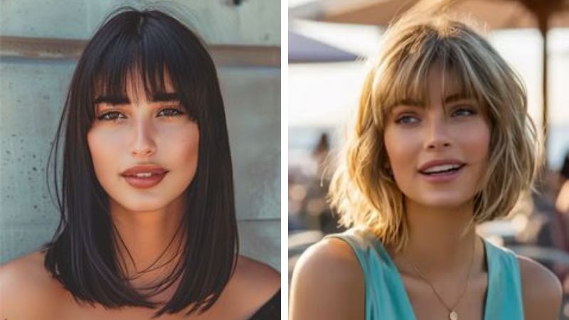 como estilizar cabelo médio com franja