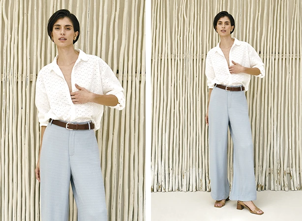 calça de tecido feminina