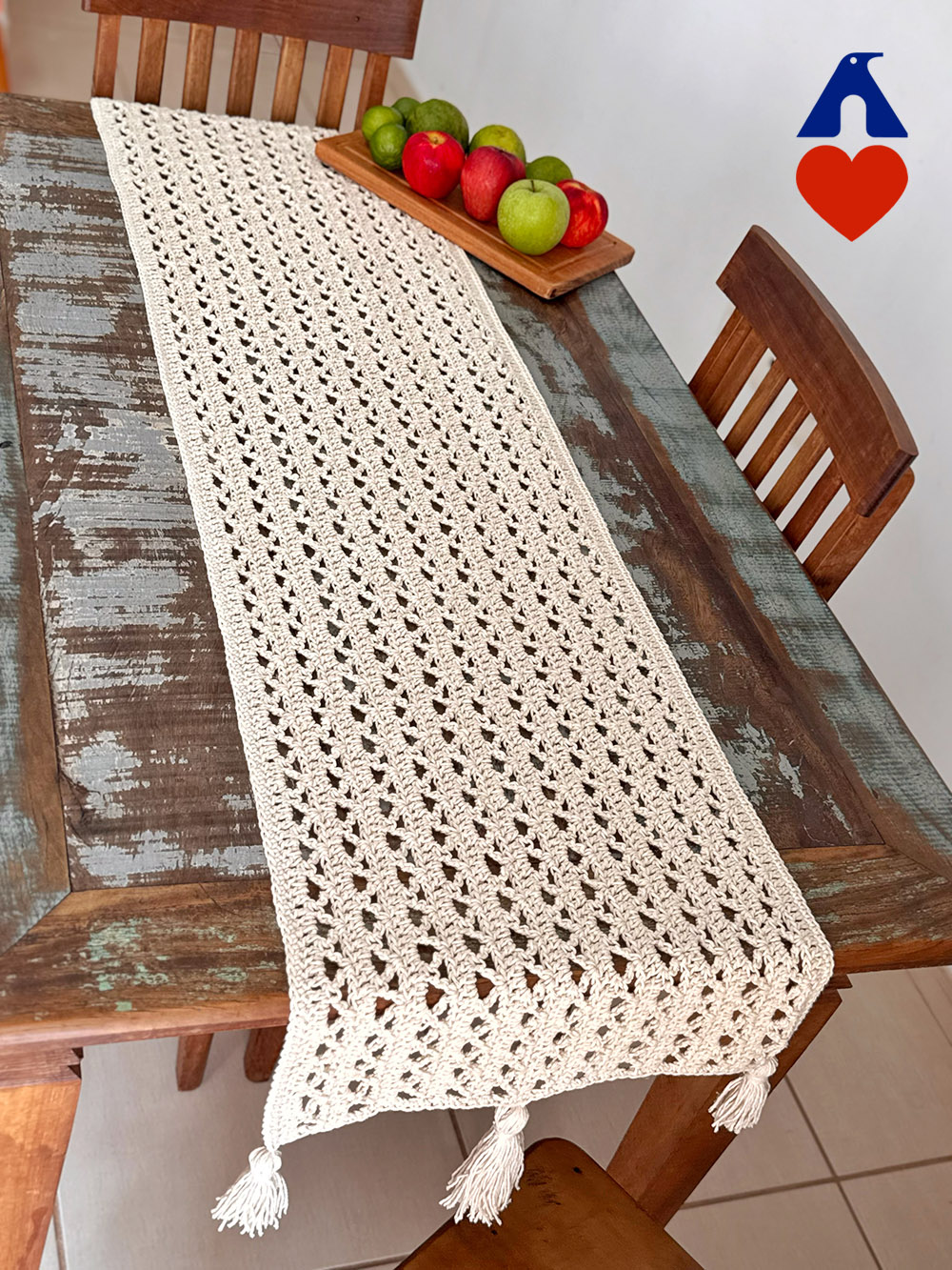 caminho de mesa em crochê simples