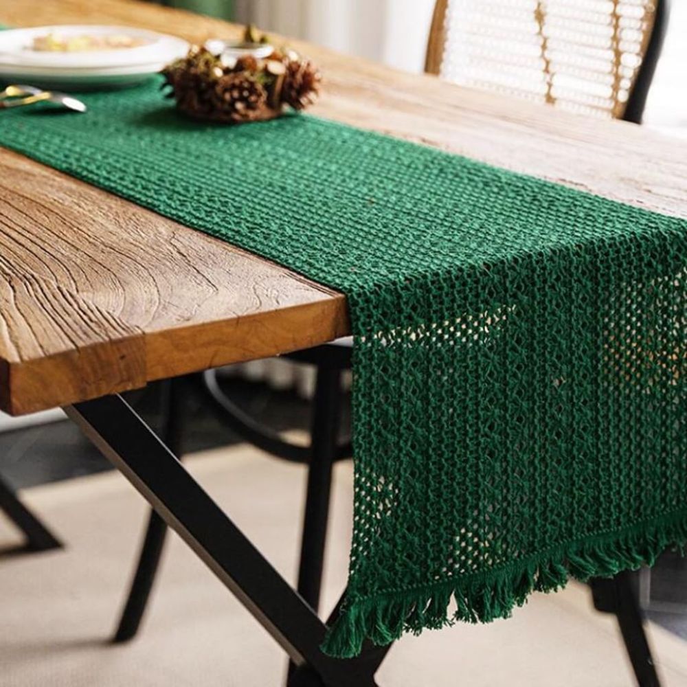 caminho de mesa em crochê para mesa de jantar