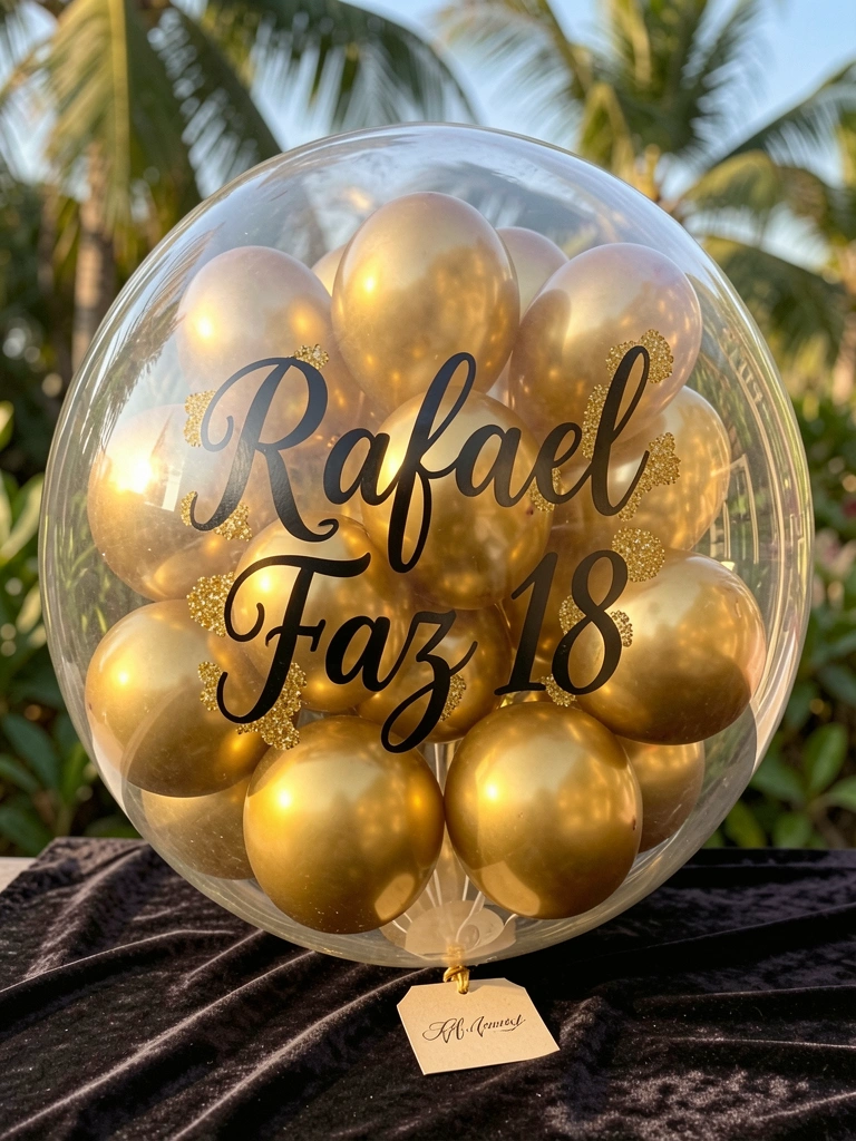 Balão transparente com texto 