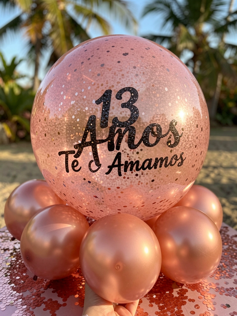 Balão rosa dourado com 