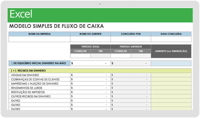 como fazer controle de caixa manual