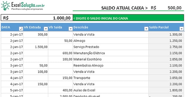 controle de caixa simples para autônomos