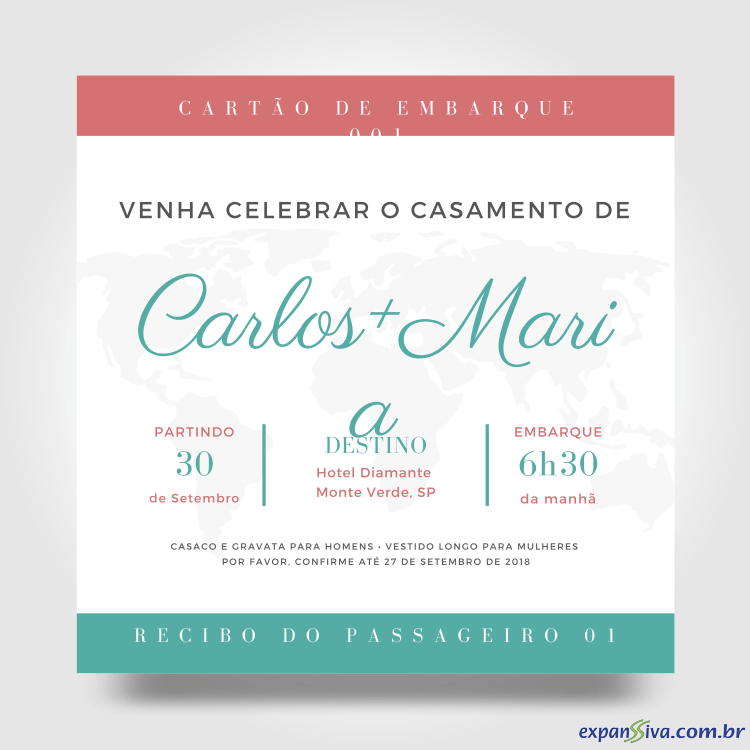 convite de casamento econômico