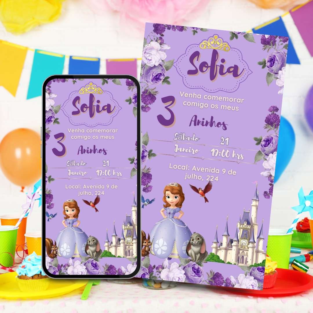 modelo convite aniversário princesa sofia