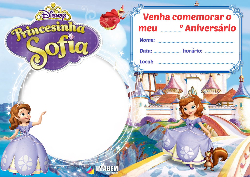 modelo convite aniversário princesa sofia