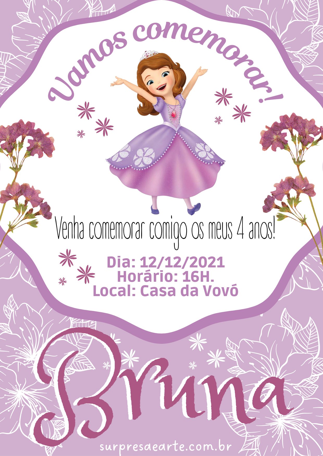 ideias convite princesa sofia