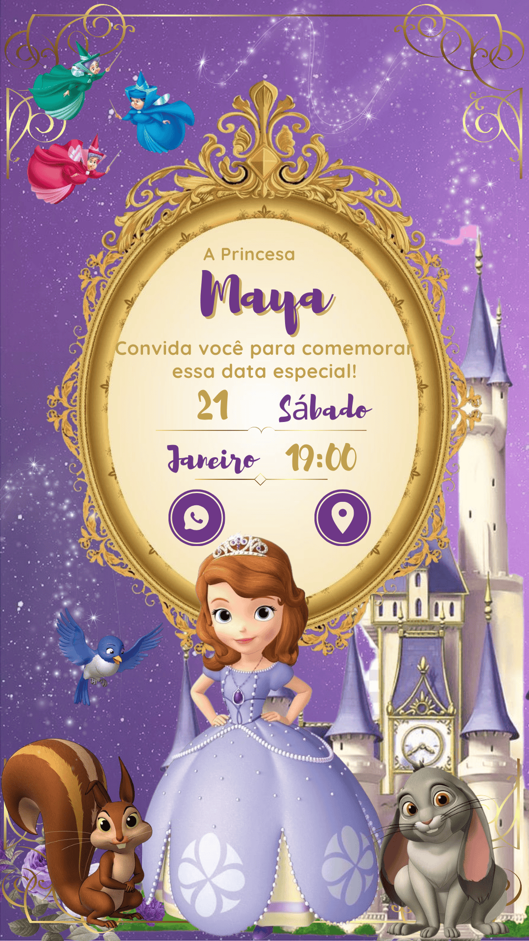 editar convite princesa sofia online