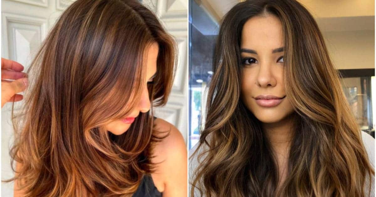 cor de cabelo avelã com mechas