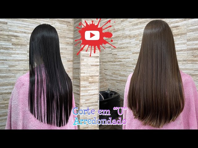 corte em U com franja desfiada