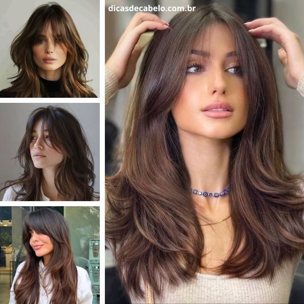 cabelo longo repicado com franja