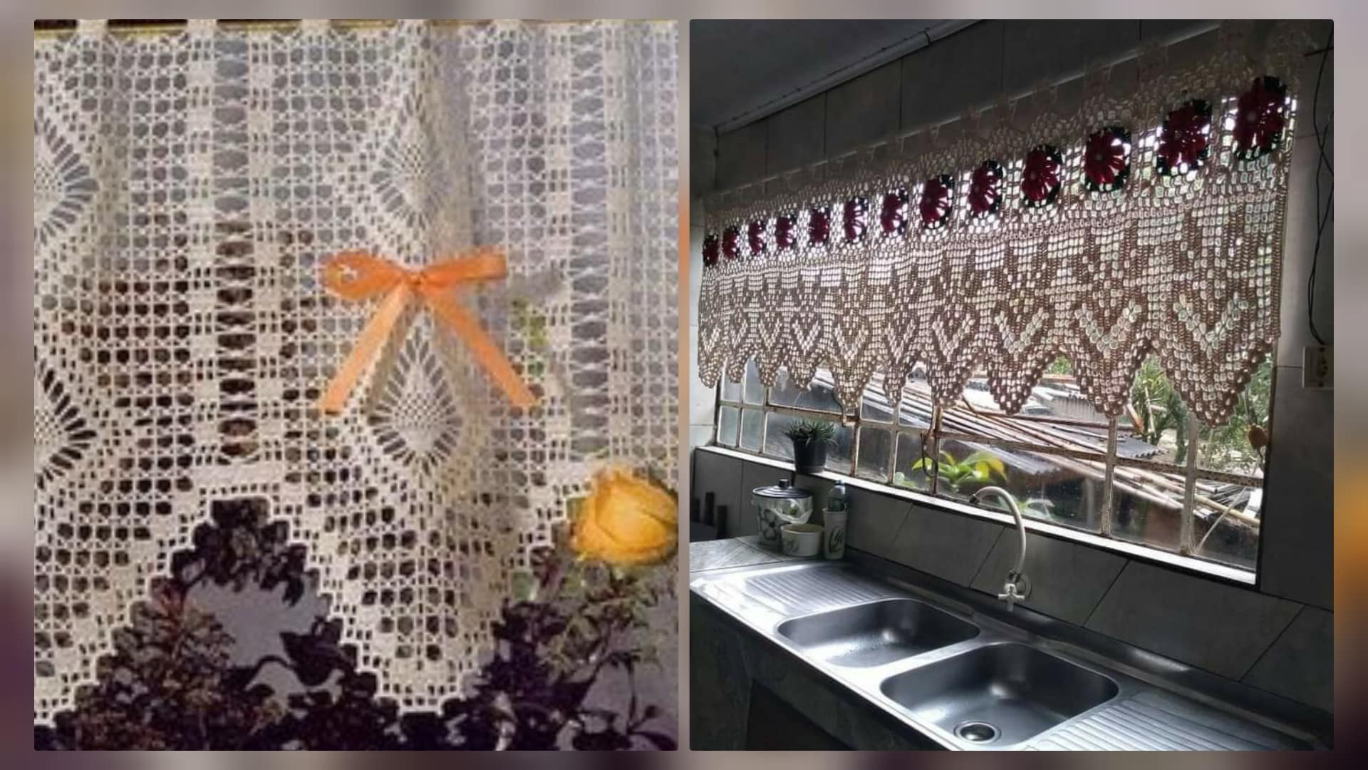 cortina de crochê para cozinha curta