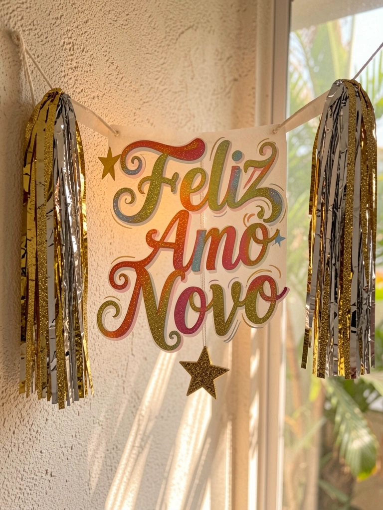 Banner festivo com letras 