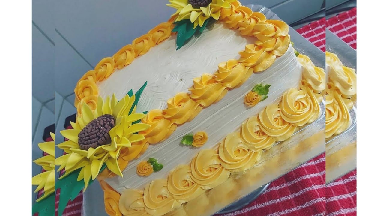 Decoração de bolo com girassol