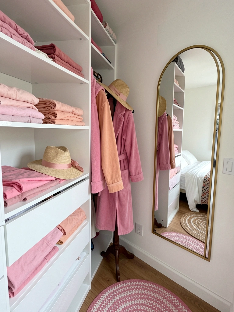 Desenho técnico comparando layout linear e em L para closet pequeno
