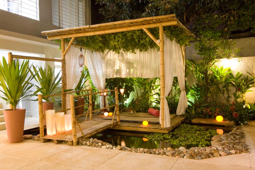 decoração com bambu natural